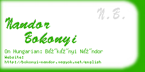 nandor bokonyi business card